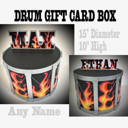 drum with flames gift card box