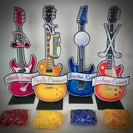 golf and guitar centerpieces personalized