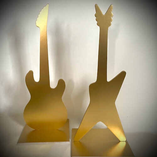 gold foamcore guitars for table centerpieces